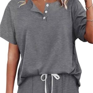 Gray Button-Up Lounge Set